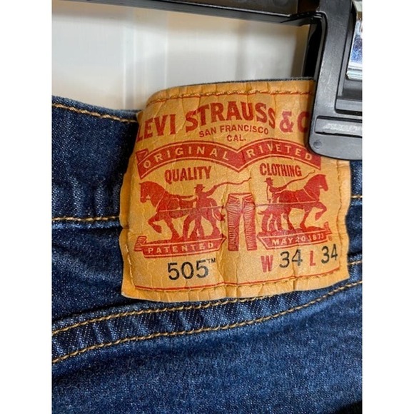 Levi’s 505 Dark Wash High Rise Zipper Fly Straight Leg 34 x 34 Red Label - Picture 4 of 5